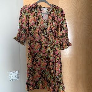 Top shop wrap dress. Size 12 multicolor( pink,tan,black,green) fun summer dress.